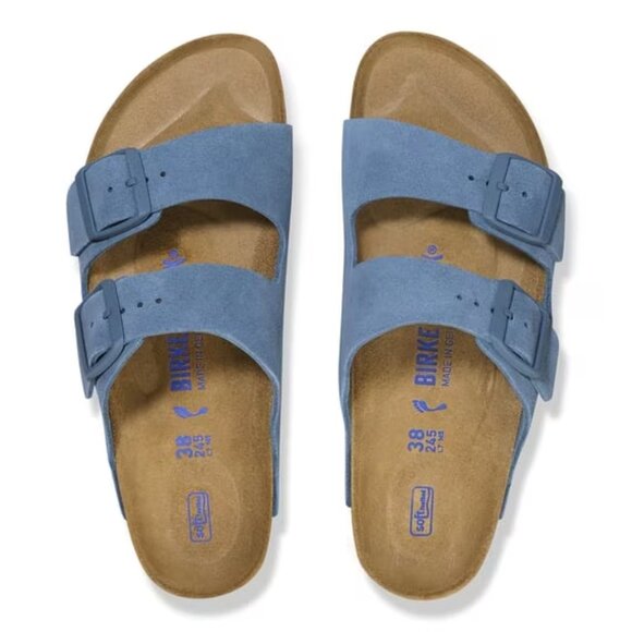 NWOB Birkenstock Men\'s Arizona Sky Blue Suede Leather Soft Footbed EU 46 US 13 main image 8